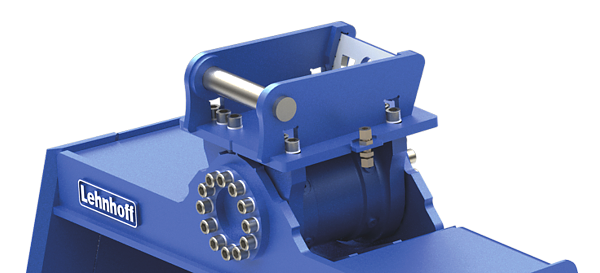 Swivel design with hydraulic rotating motor (M)